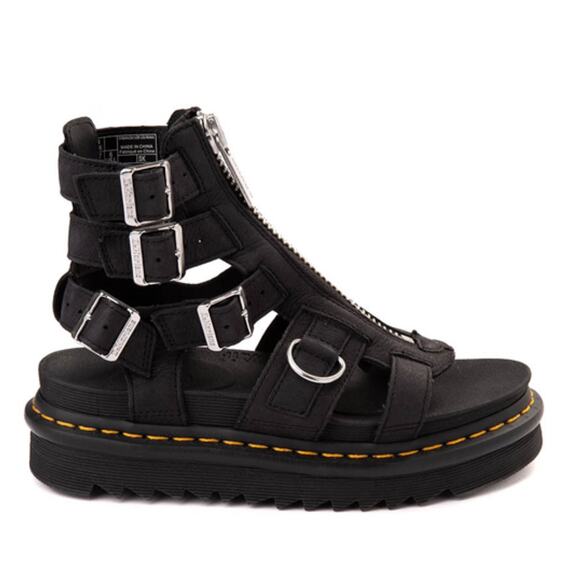 Dr Martens Olson Milled Nappa Platform Zip Up Gladiator Sandals Black Women's 9 - Picture 1 of 12